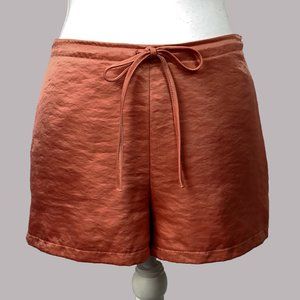 Silence + Noise Coral Satin Look Shorts